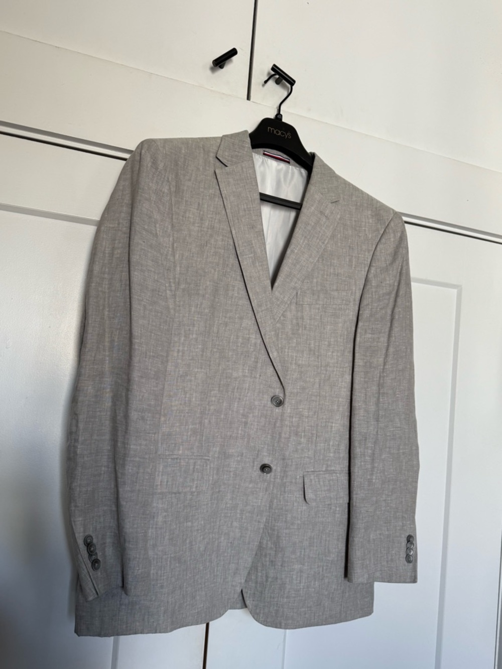 100% Linen Light Gray Men's Suit - Tommy Hilfiger
